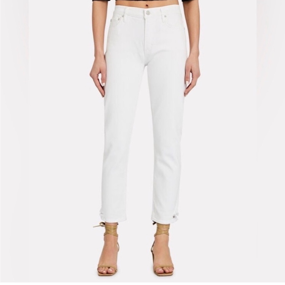 Agolde White straight leg Jeans with Ankle Fray Detailing size 25